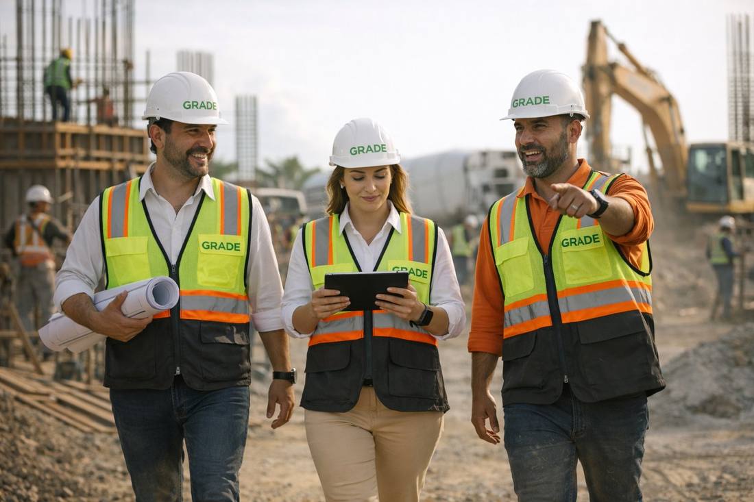 Equipo de Constructora Grade supervisando obra en Punta Cana